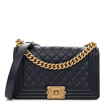 Chanel Caviar Quilted Medium Boy Flap Navy 1 of 10