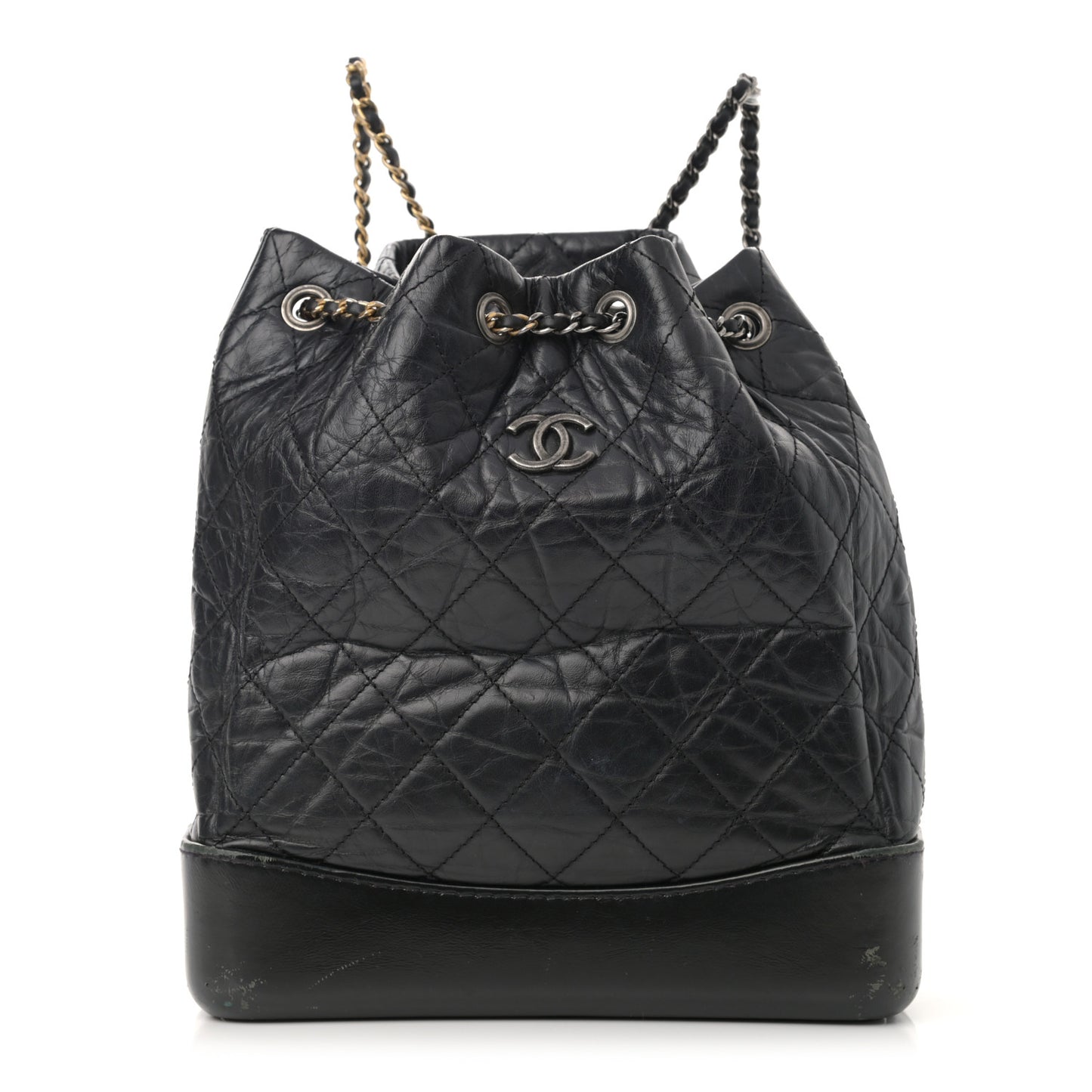 Aged Calfskin Quilted Small Gabrielle Backpack Black