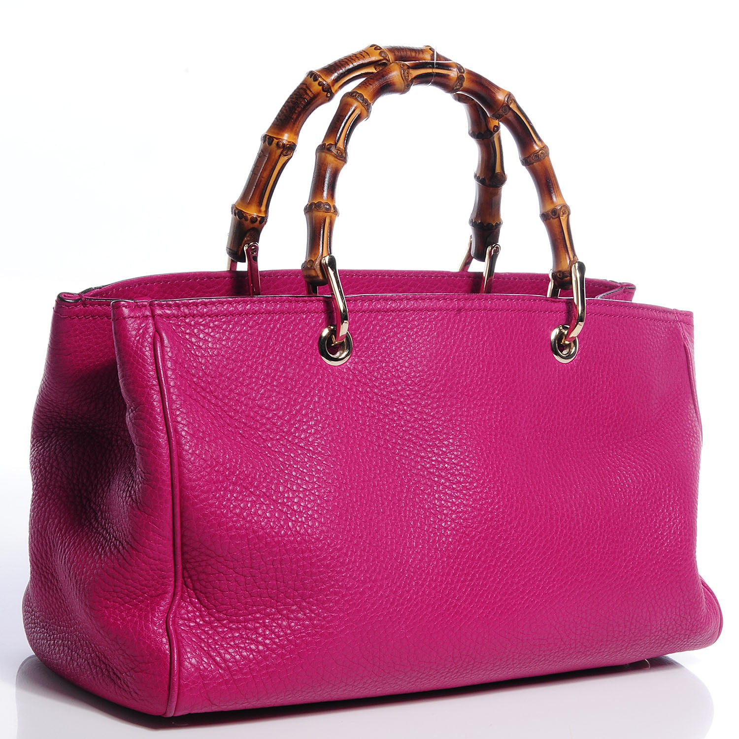 Gucci Pebbled Calfskin Medium Bamboo Shopper Tote Bright Bougainvillea 3 of 10