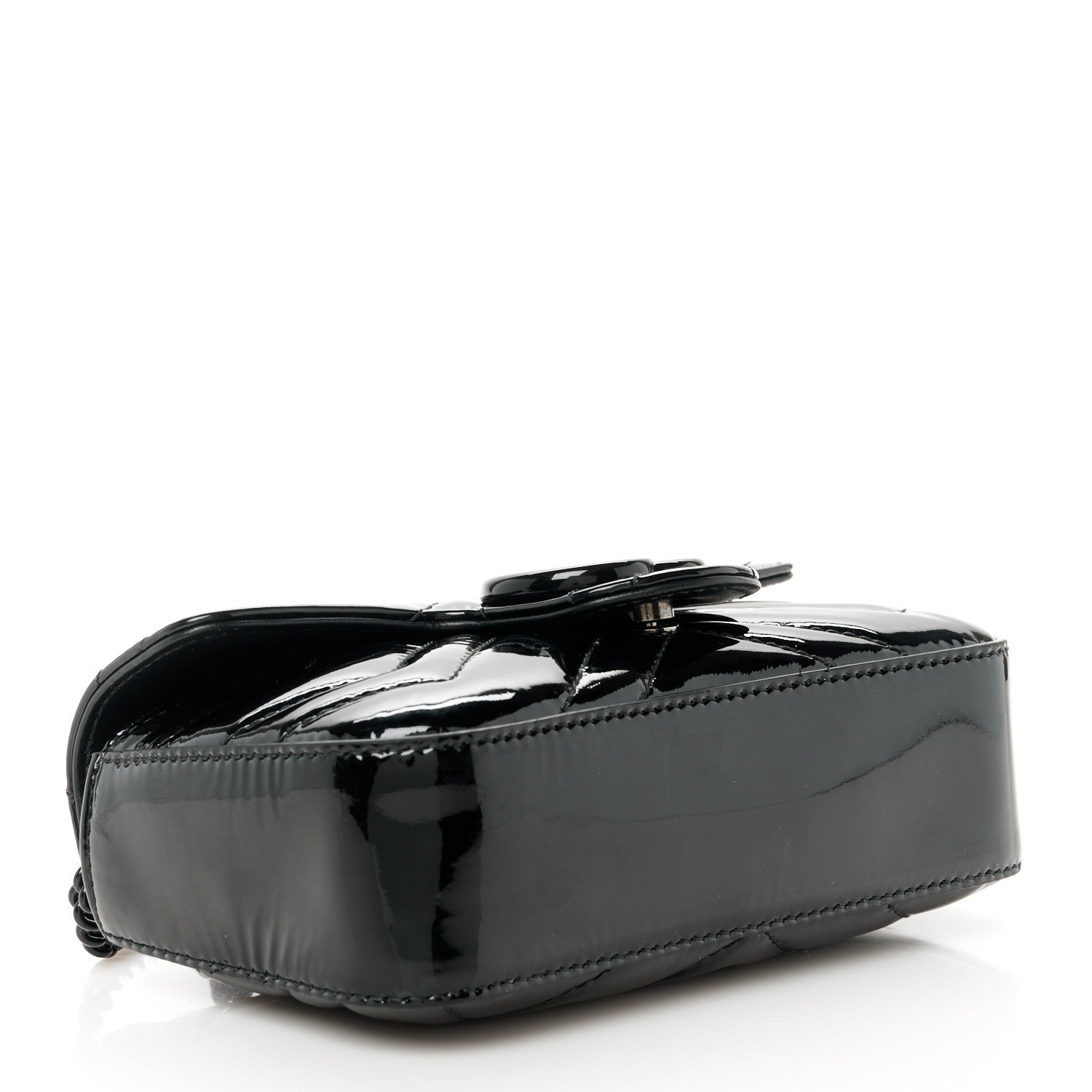 Gucci Patent Lambskin Enamel Matelasse Monochrome Super Mini GG Marmont Shoulder Bag Black 4 of 10