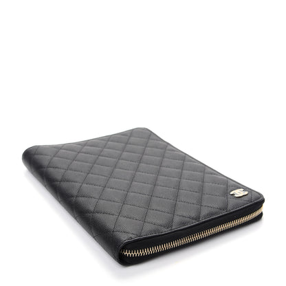 Chanel Caviar Quilted Zip Around Notebook Agenda Cover Black 4 of 10