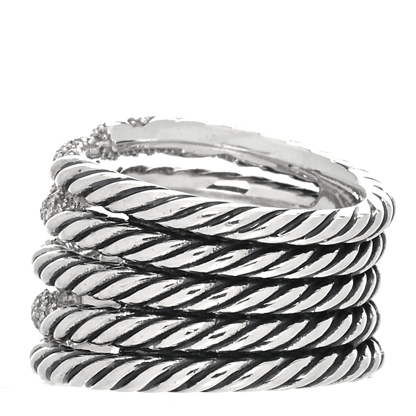Sterling Silver Diamond Willow Five Row Ring 52 6