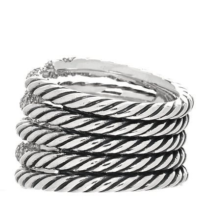 David Yurman Sterling Silver Diamond Willow Five Row Ring 52 6 3 of 4