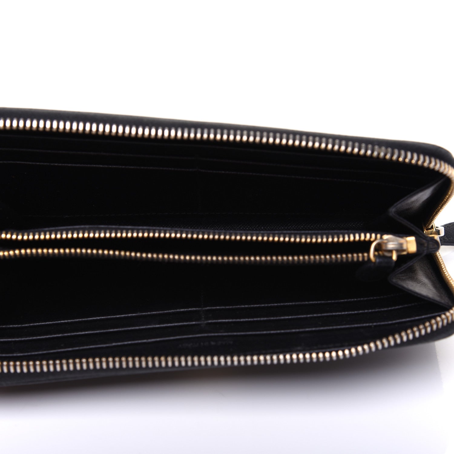 Prada Saffiano Metal Zip Around Wallet Black 5 of 14