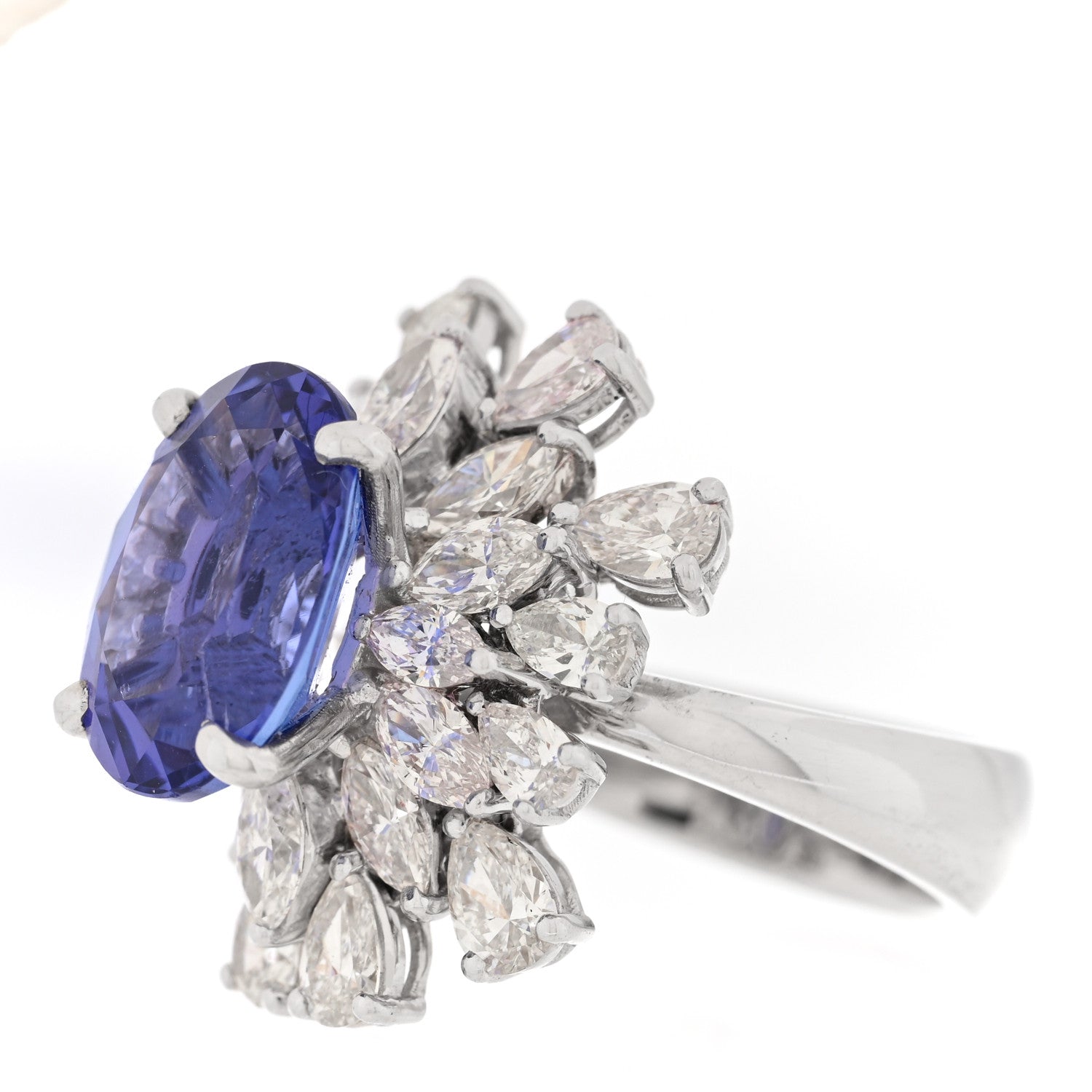 Parker & West by FASHIONPHILE 18K White Gold Diamond Tanzanite Oval Cocktail Ring 53 6.5 6 of 9