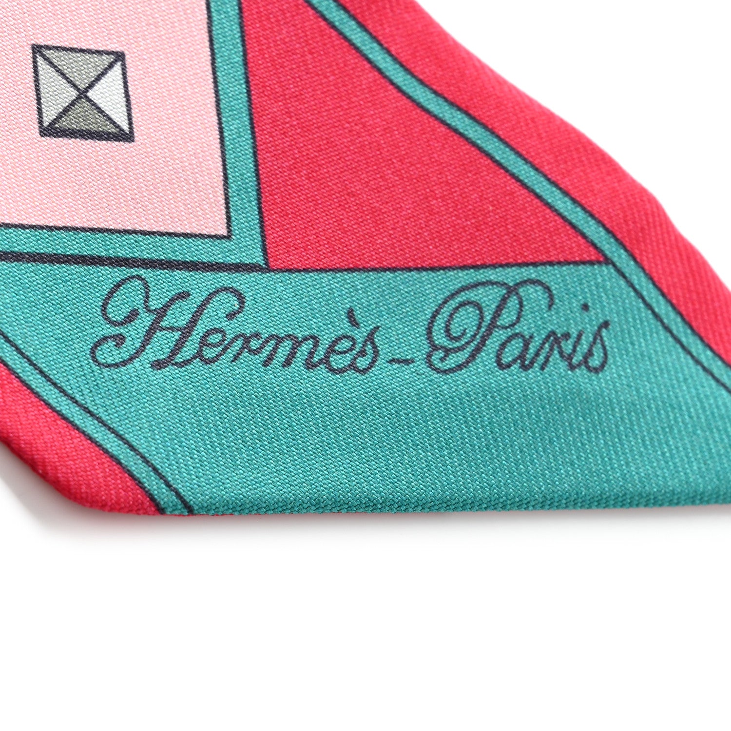 Hermes Silk Colliers Et Chiens Twilly Framboise Vert Rose 2 of 5