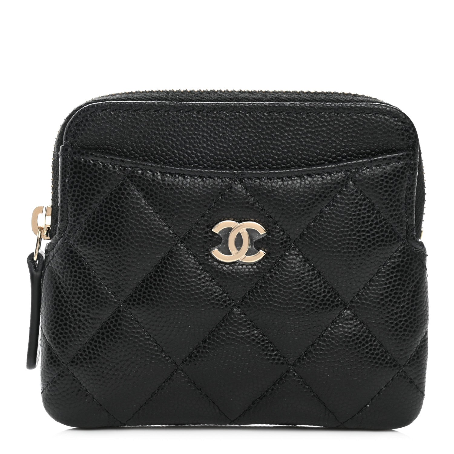 Chanel Caviar Quilted Zip Card Holder Wallet Black 1 of 8