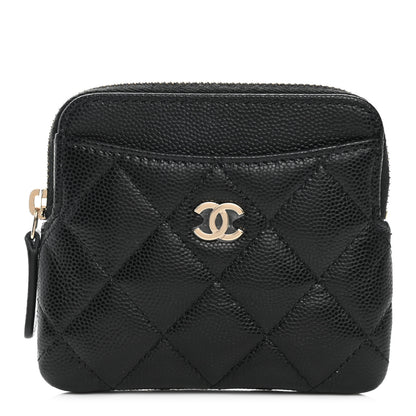 Chanel Caviar Quilted Zip Card Holder Wallet Black 1 of 8