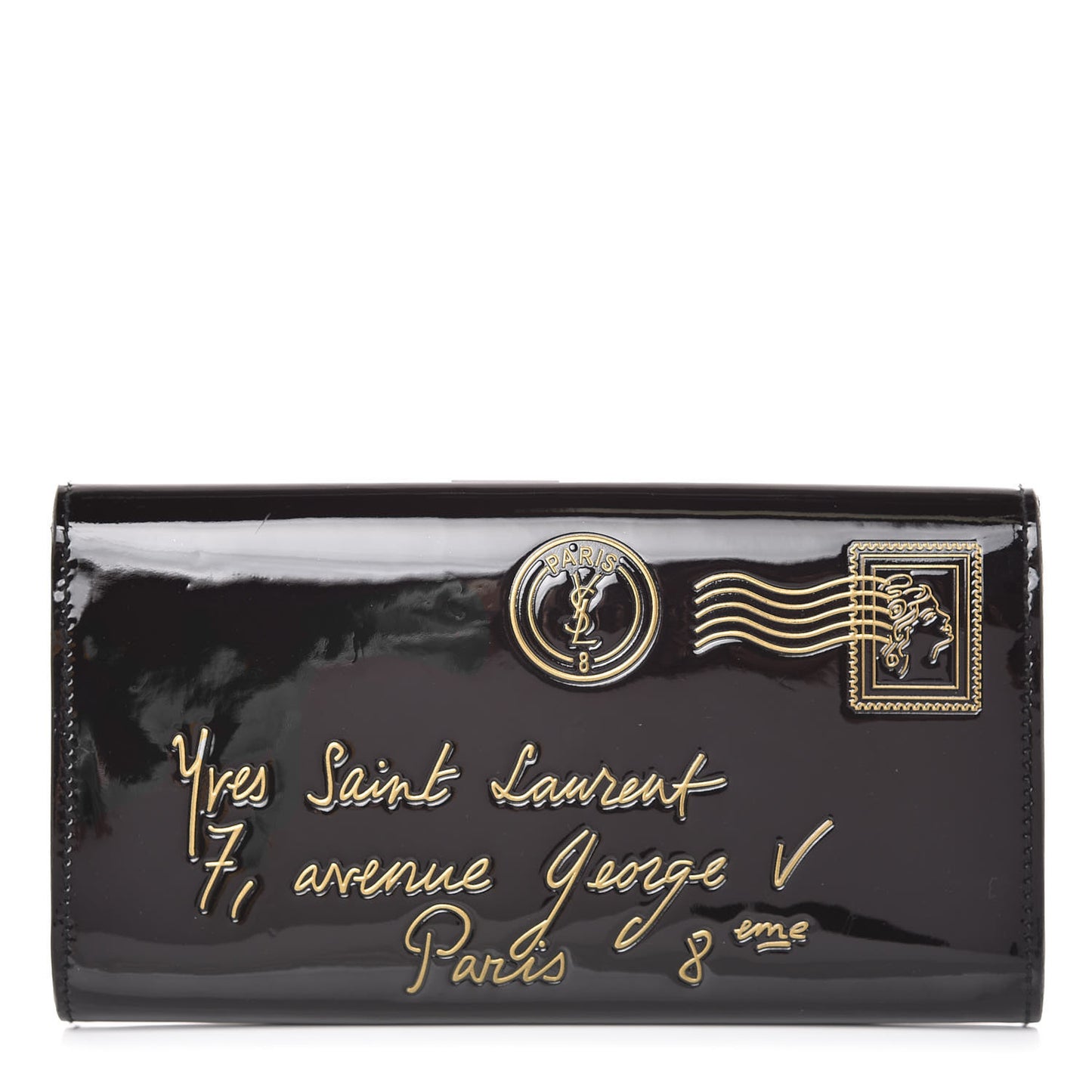Patent Y-Mail Clutch Black
