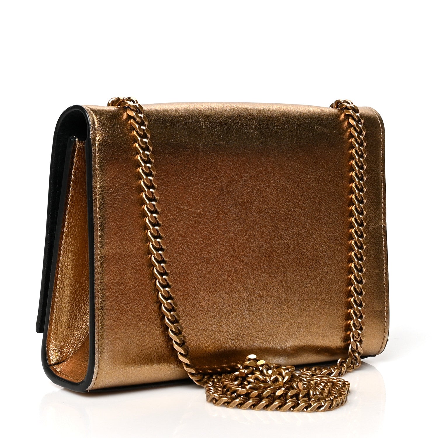 Saint Laurent Metallic Calfskin Small Classic Monogram Kate Tassel Satchel Gold 2 of 11