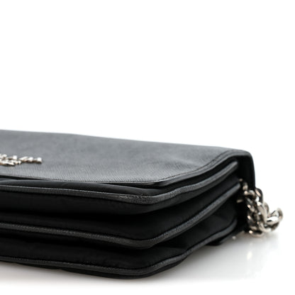Prada Saffiano Tessuto Nylon Chain Shoulder Bag Black 11 of 15