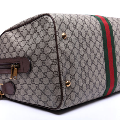 Gucci GG Supreme Monogram Textured Dollar Calfskin Web Medium Ophidia Carry-On Duffle Bag Beige Ebony New Acero 6 of 16