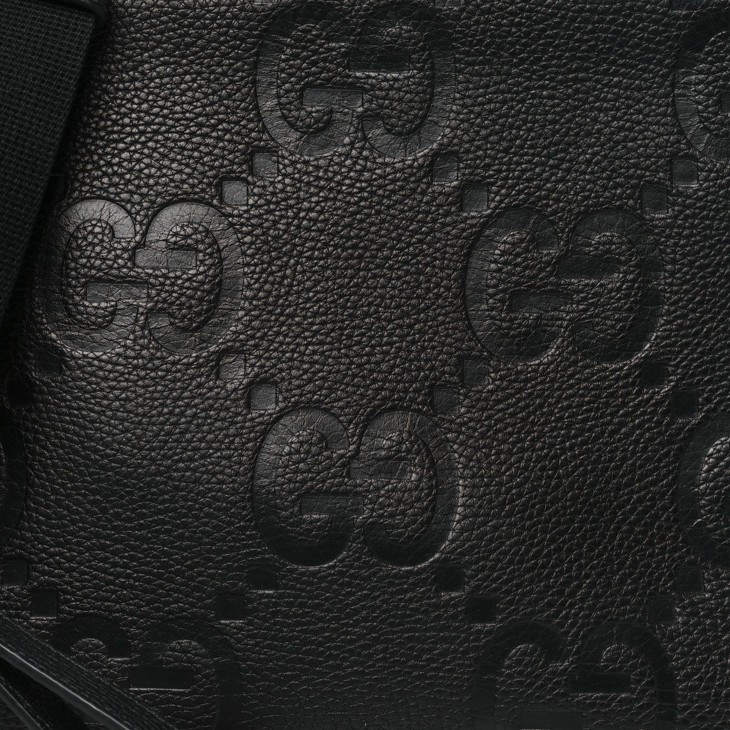 Gucci Piuma Calfskin Jumbo GG Embossed Medium Wristlet Messenger Bag Black 8 of 11