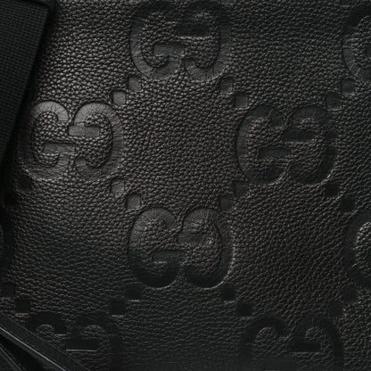 Gucci Piuma Calfskin Jumbo GG Embossed Medium Wristlet Messenger Bag Black 8 of 11