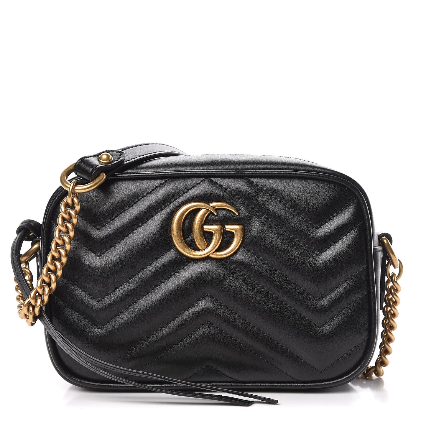 Calfskin Matelasse Mini GG Marmont Chain Shoulder Bag Black