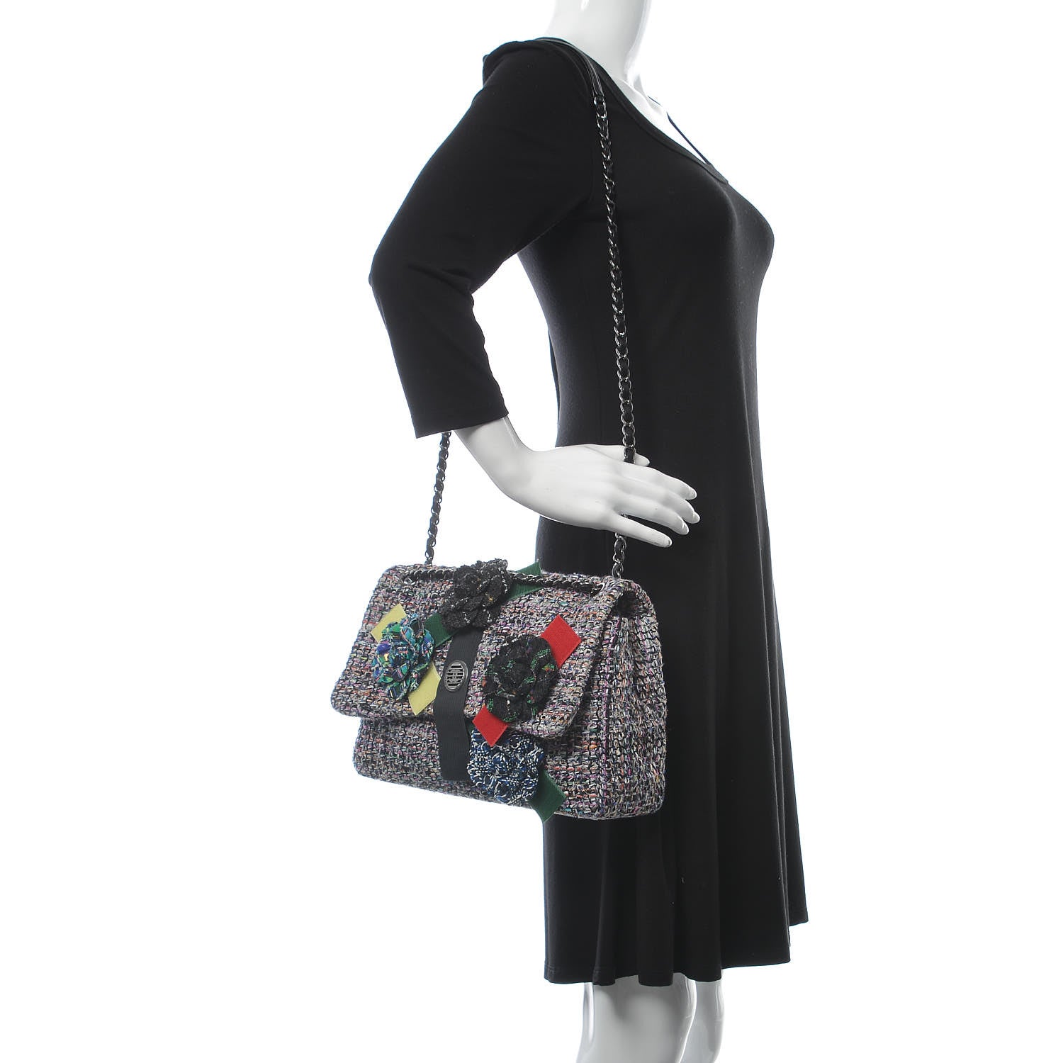 Chanel Tweed Camellia Flap Bag Multicolor 2 of 9