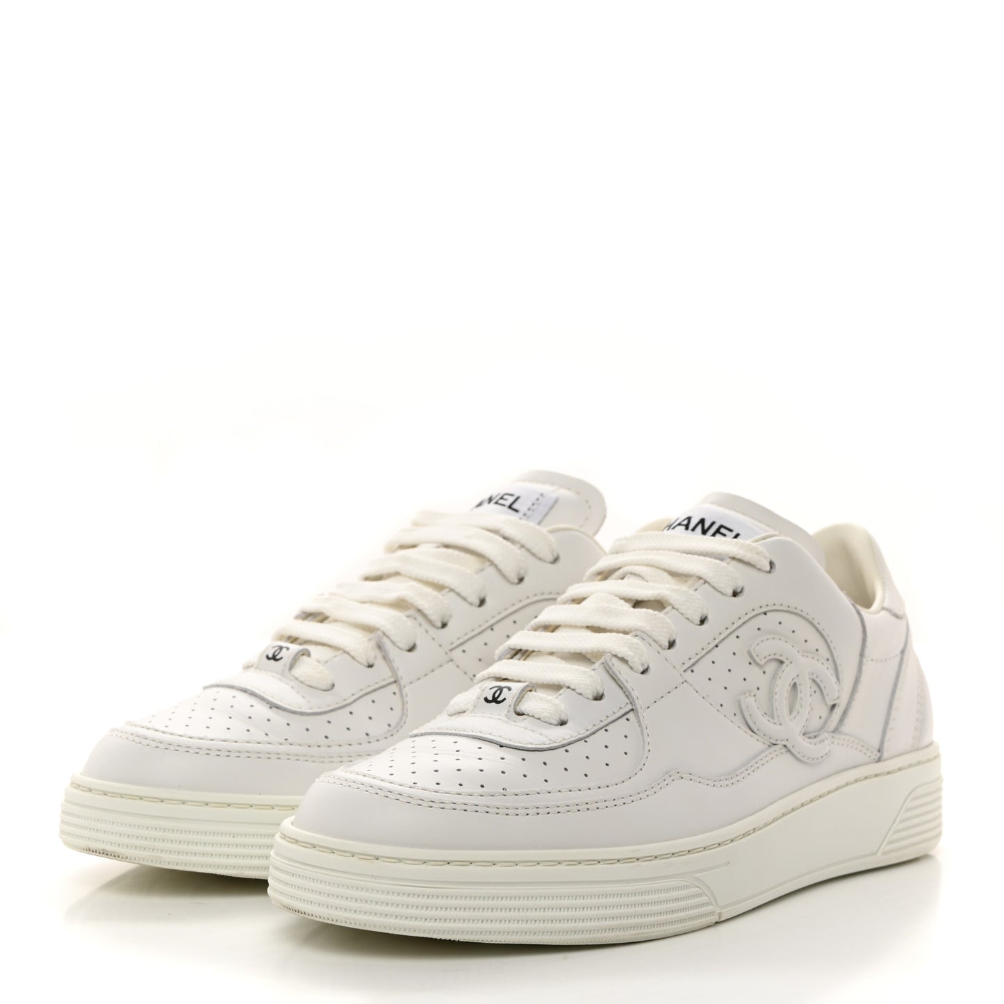 Calfskin CC Womens Sneakers 36 White