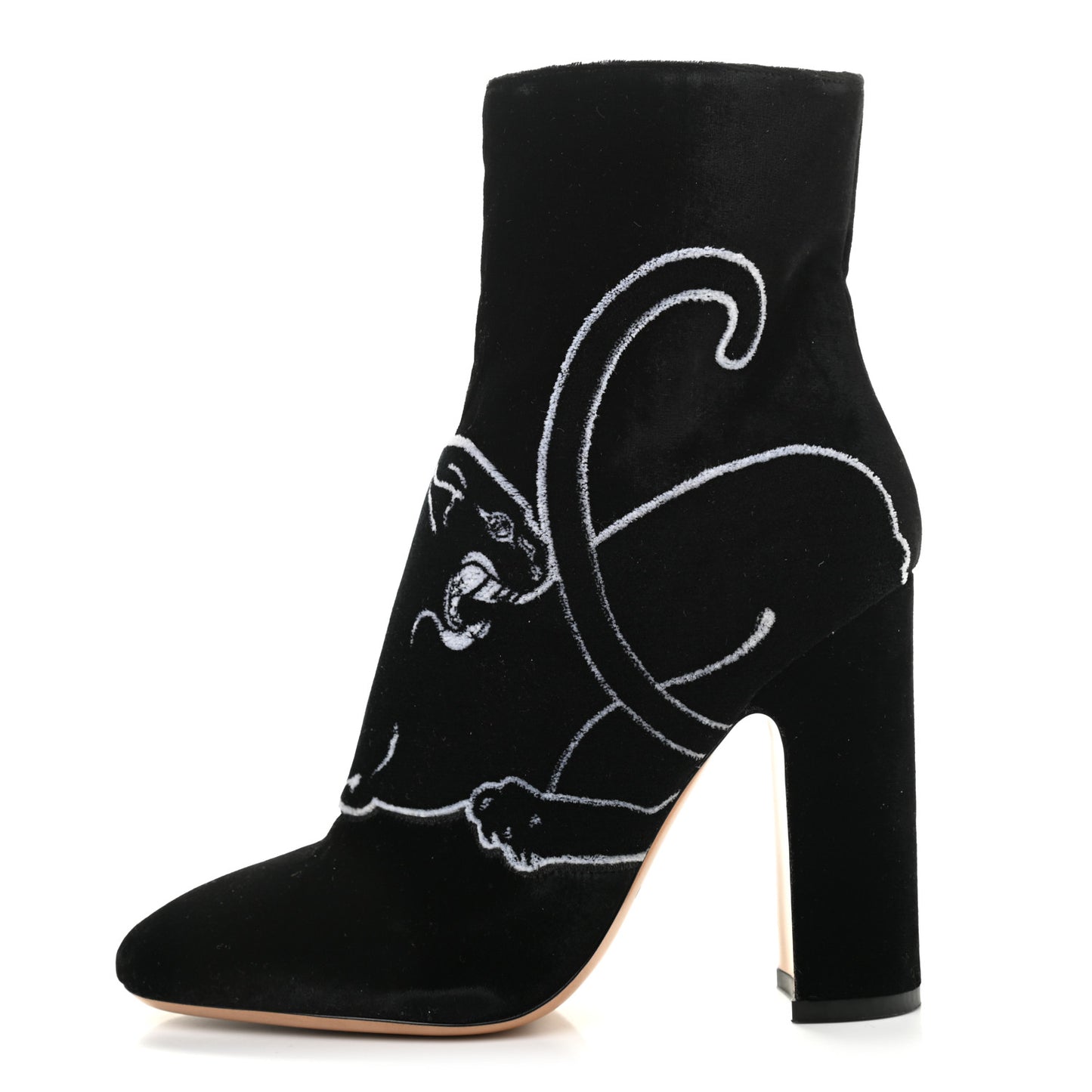 Velvet Panther Embroidered Ankle Boots Black 39