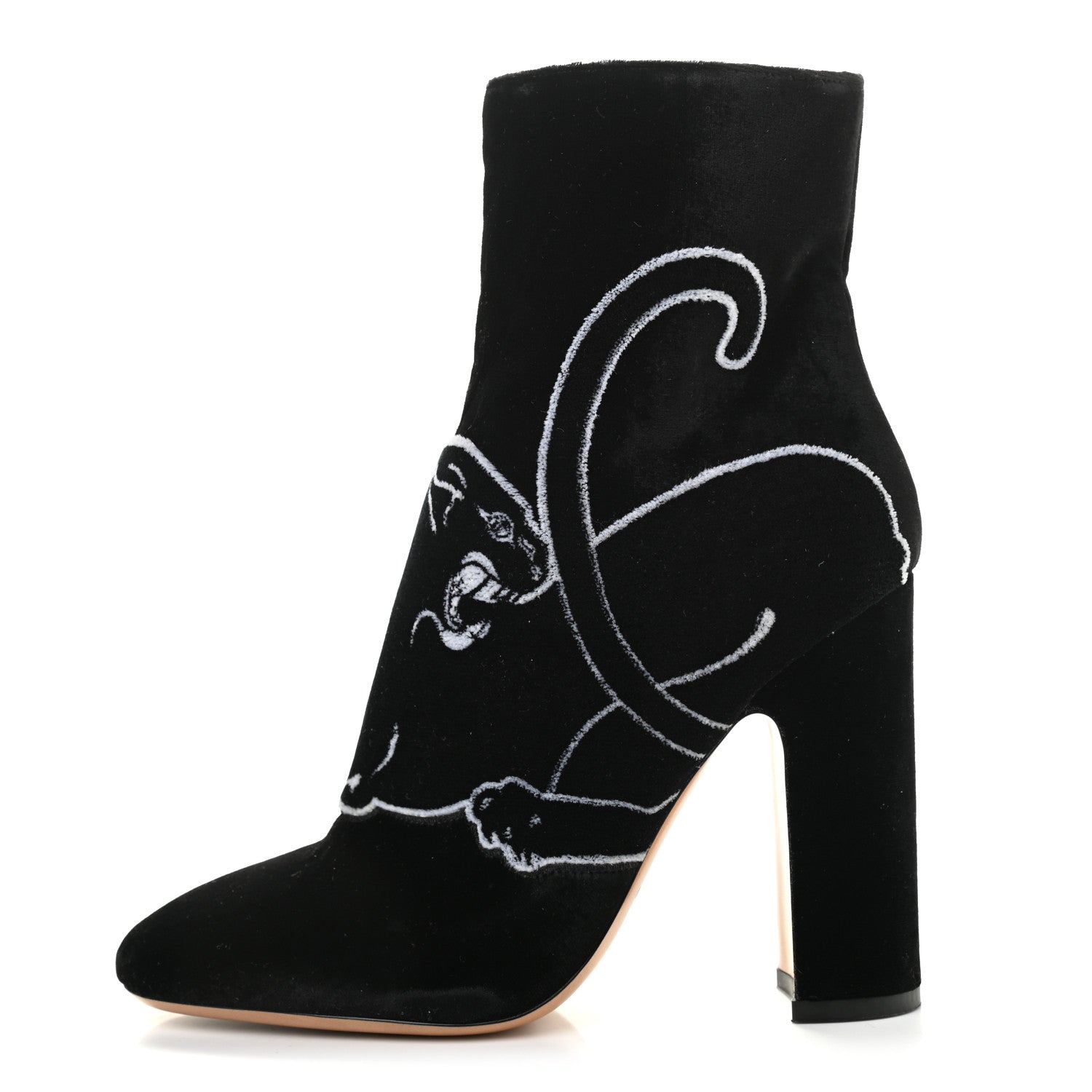 Valentino Garavani Velvet Panther Embroidered Ankle Boots Black 39 1 of 12
