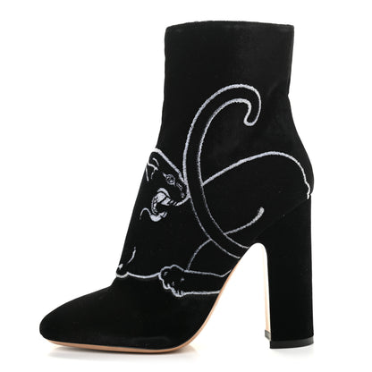 Valentino Garavani Velvet Panther Embroidered Ankle Boots Black 39 1 of 12
