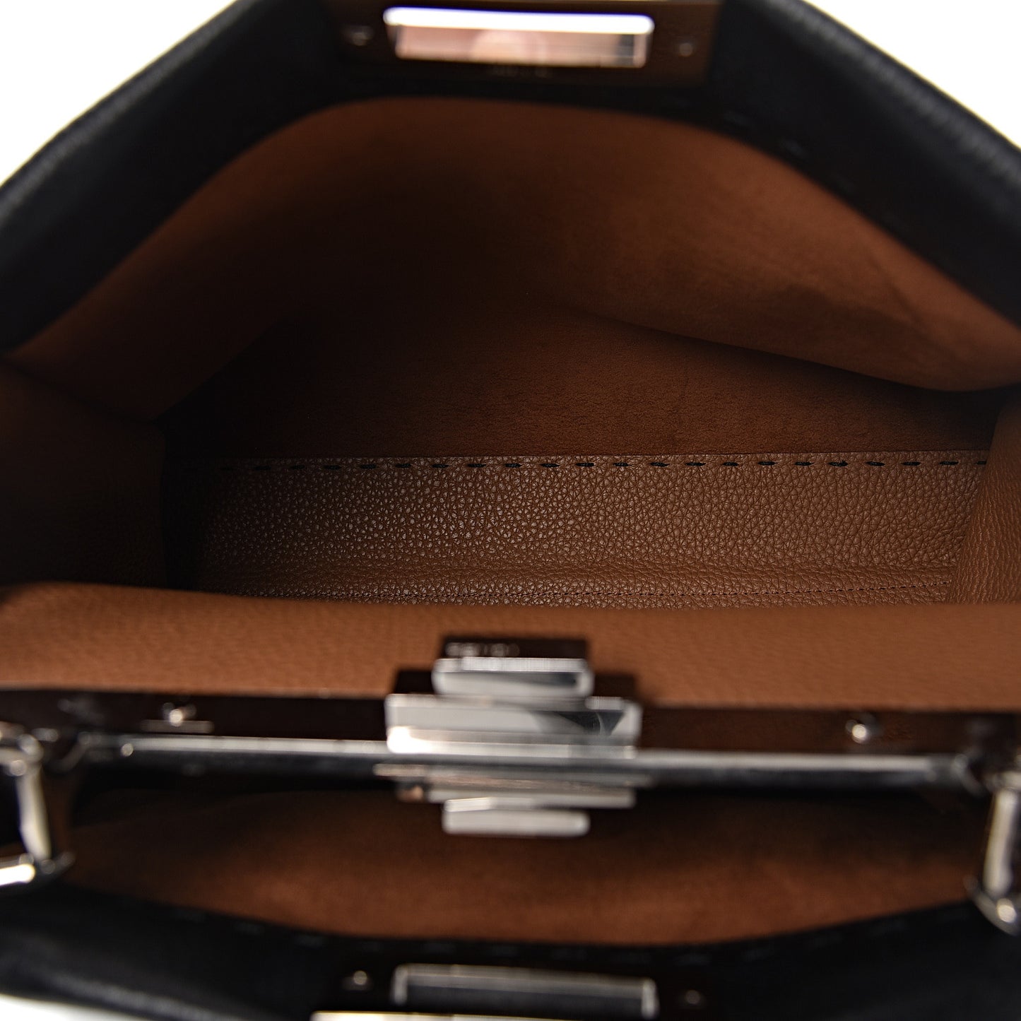 Cuoio Romano Selleria Bi-Color Medium Peekaboo Iconic Satchel Black Mou