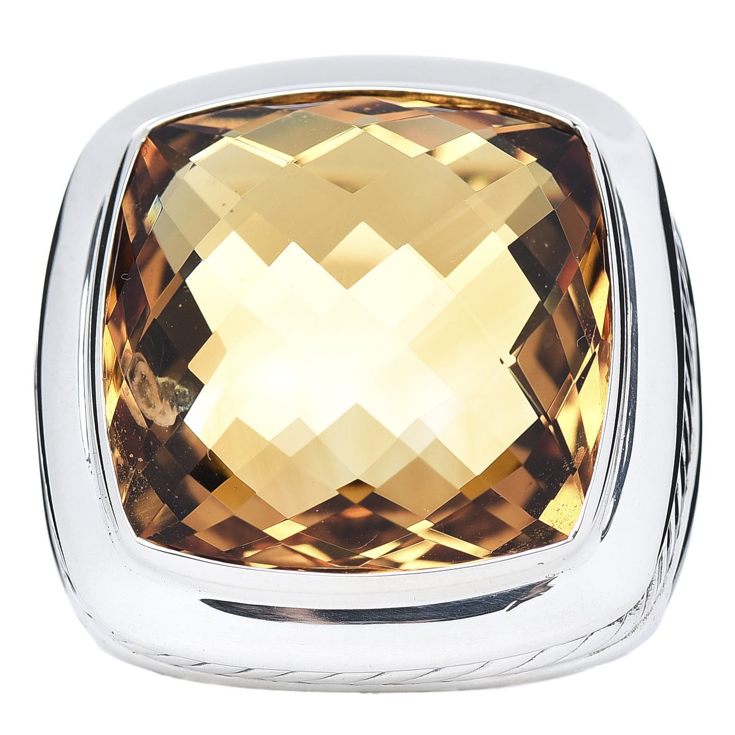 Sterling Silver Citrine 20mm Albion Statement Ring 52 6