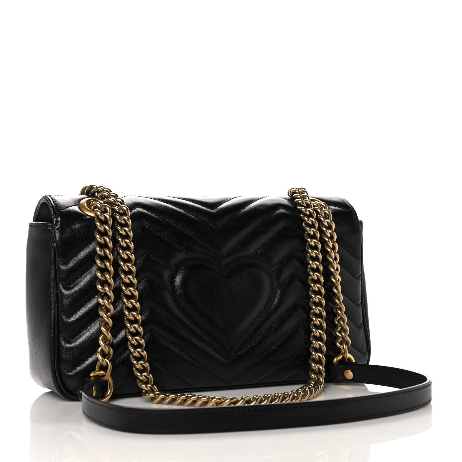Gucci Calfskin Matelasse Small GG Marmont Shoulder Bag Black 3 of 12
