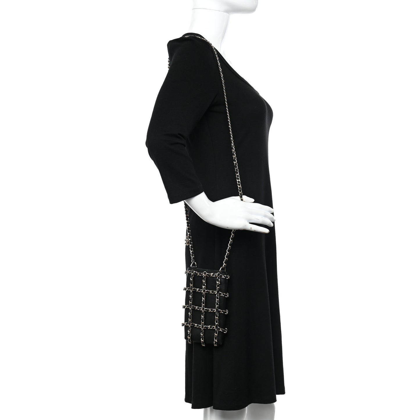 Lambskin Tech Me Out Clutch With Chain Black