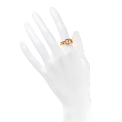 Christian Dior Metal Crystal CD Ring 50 5.25 Gold 2 of 5
