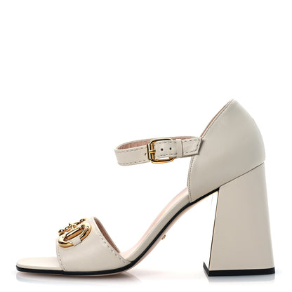 Gucci Nappa Horsebit Cross Strap 95mm Sandals 41 Mystic White 1 of 14