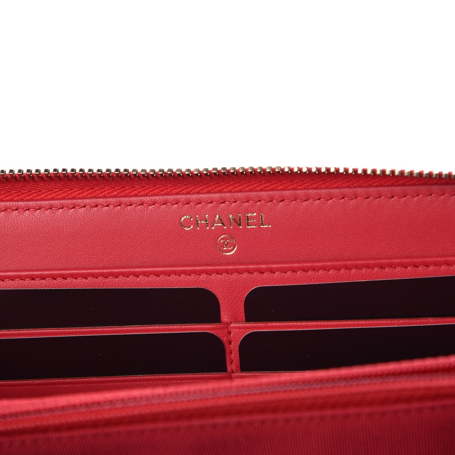 Lambskin Quilted Large Gusset Zip Around Wallet Red