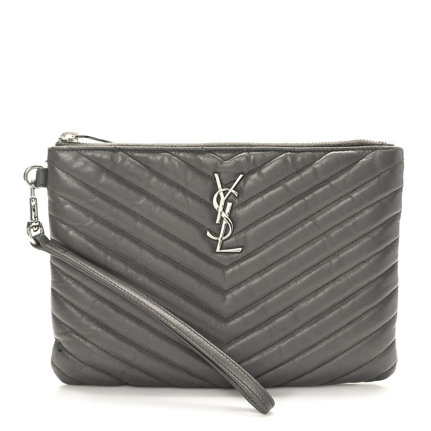 Calfskin Matelasse Chevron Monogram A5 Wristlet Earth