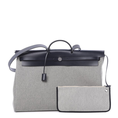 Hermes Criss Viking Vache Hunter Herbag Cabin Zip Retourne 50 Ecru Bleu Marine 1 of 10