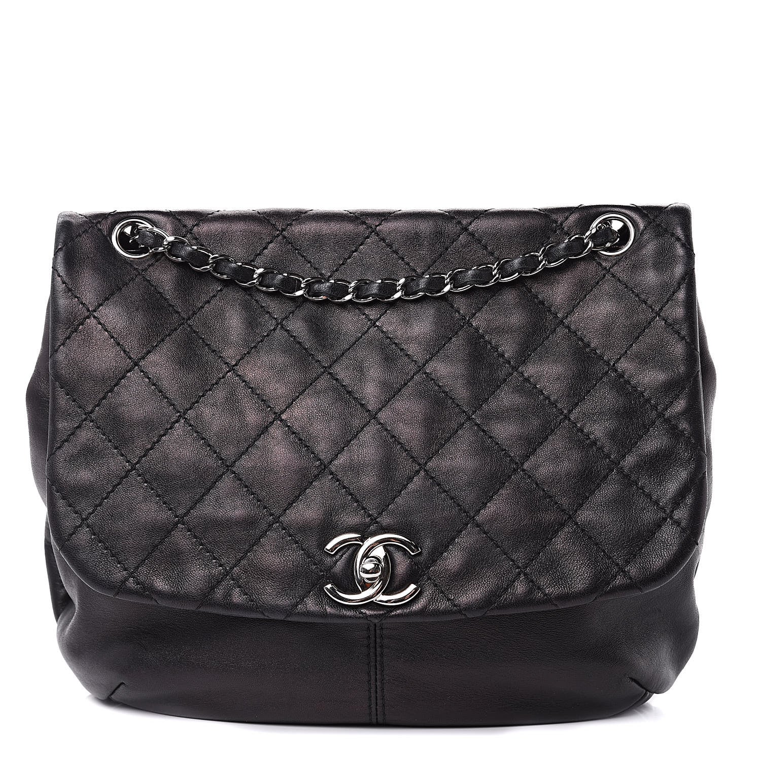 Chanel Shiny Lambskin Quilted Medium Trianon Messenger Flap Black 1 of 13