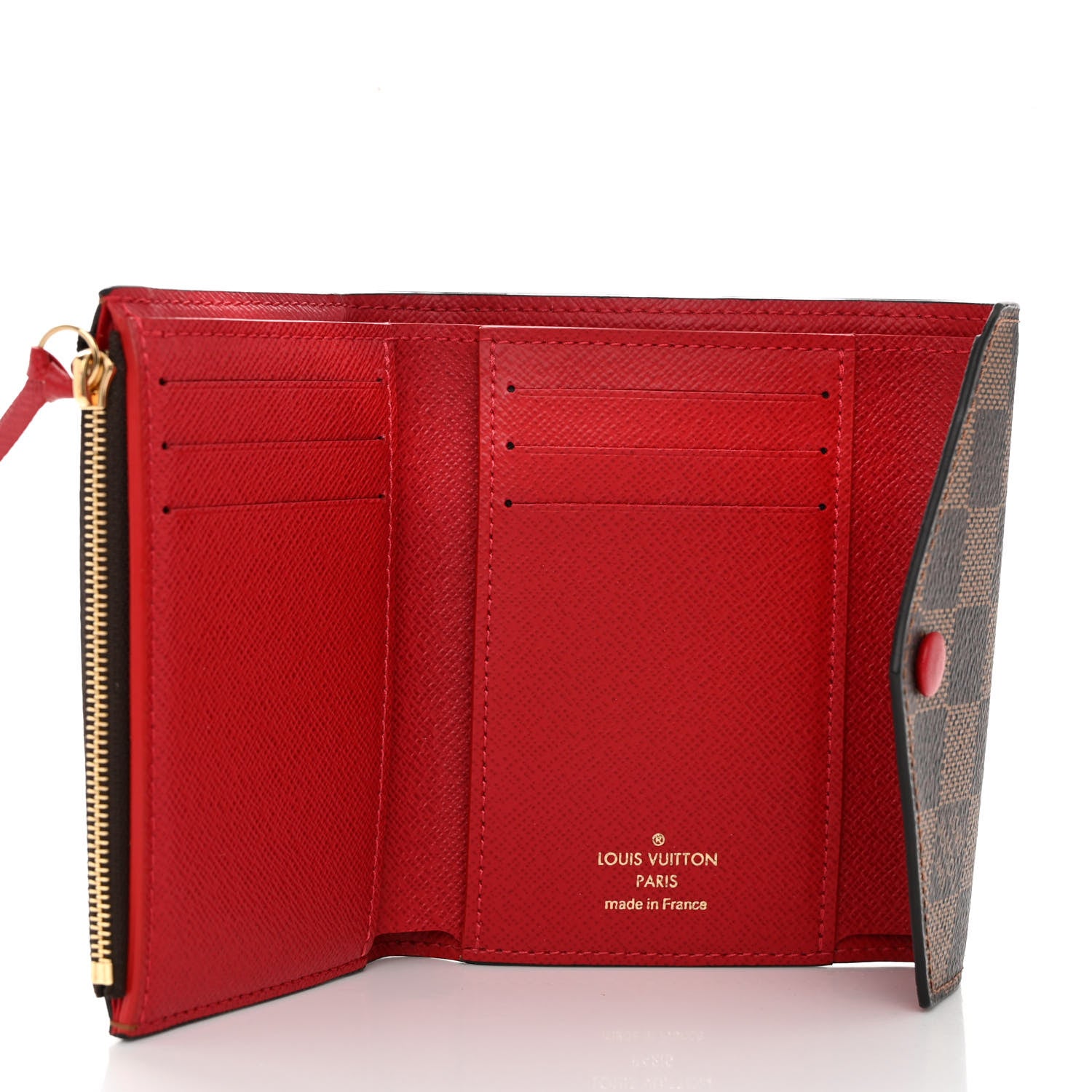 Louis Vuitton Damier Ebene Victorine Wallet Red 5 of 6