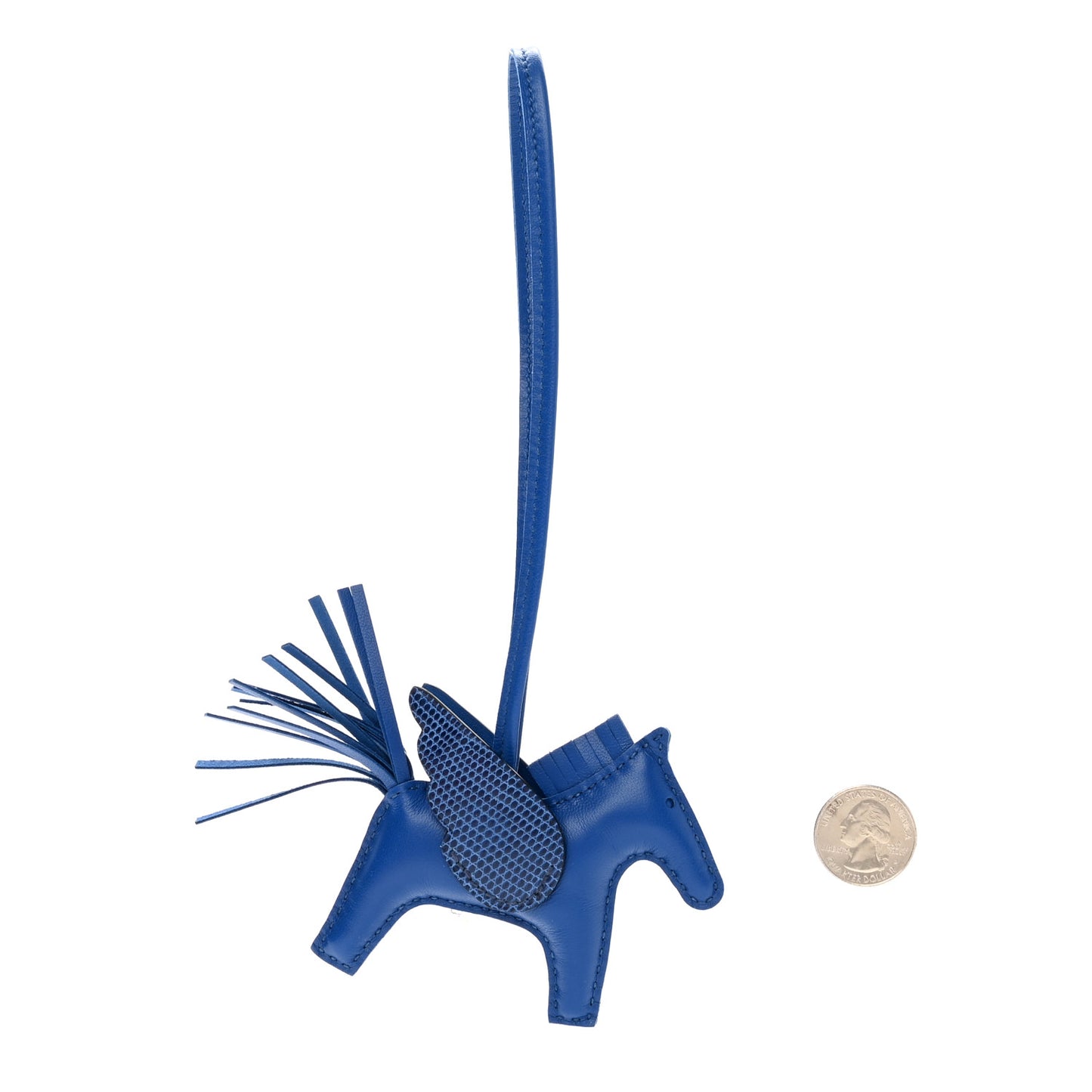 Milo Lambskin Lizard Touch Grigri Rodeo Pegase Horse Bag Charm PM Bleu France
