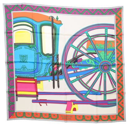 Hermes Silk Balade En Berline Scarf 90 Mastic Vert Juane 1 of 7