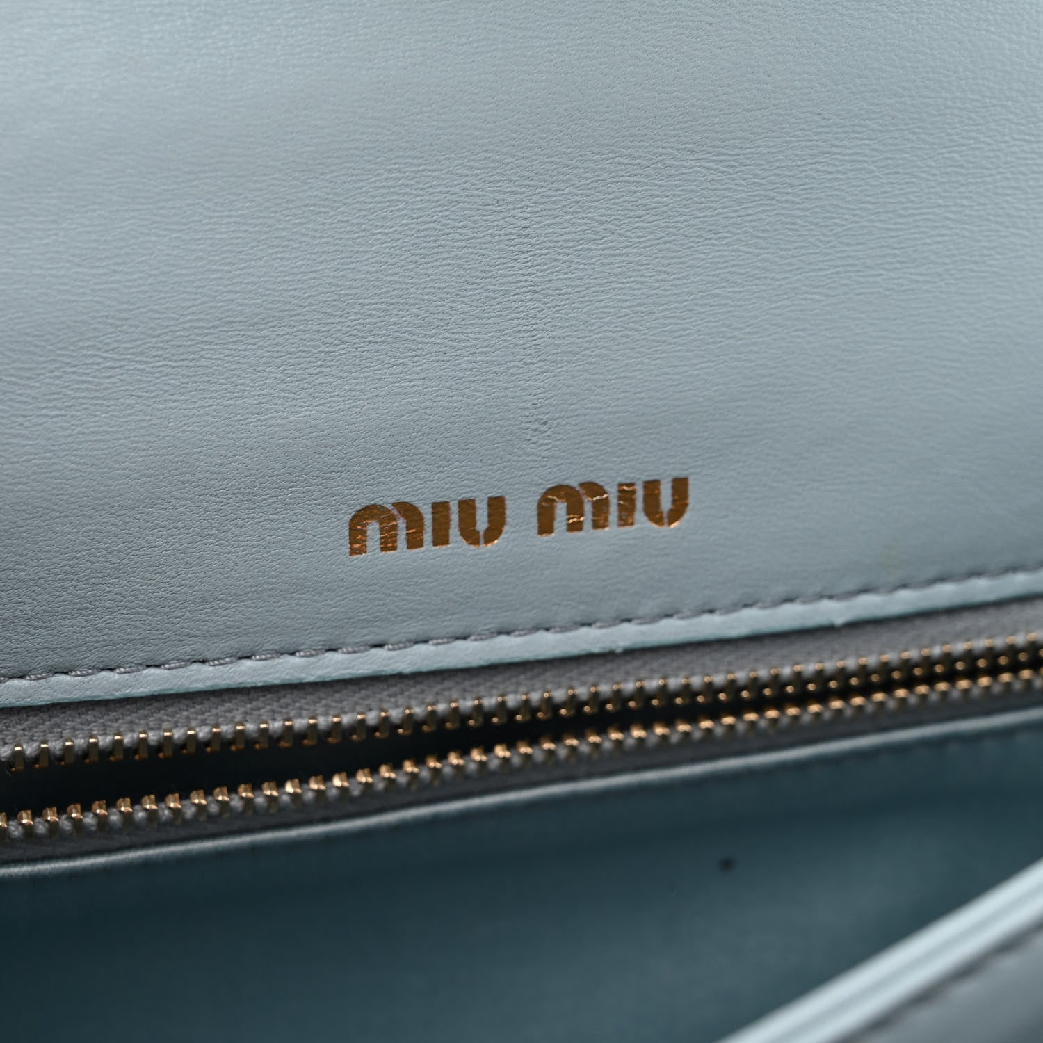 Miu Miu Lambskin Confidential Matelasse Chain Shoulder Bag Light Blue 6 of 13
