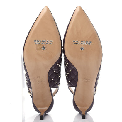 Valentino Garavani Nappa Quilted Rockstud Spike Slingback Low Heel Pumps 39 Rubin 6 of 13