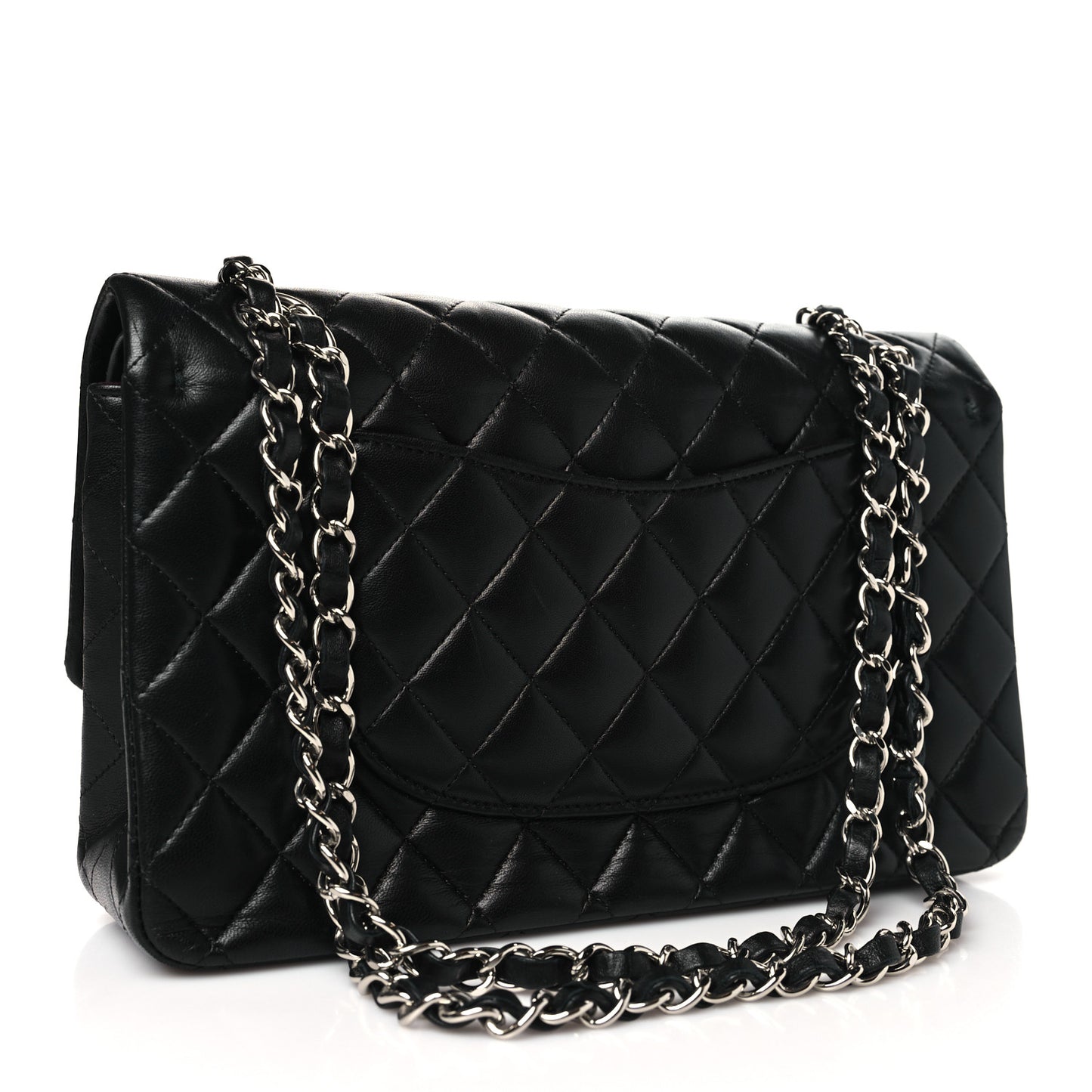 Lambskin Quilted Medium Double Flap Black