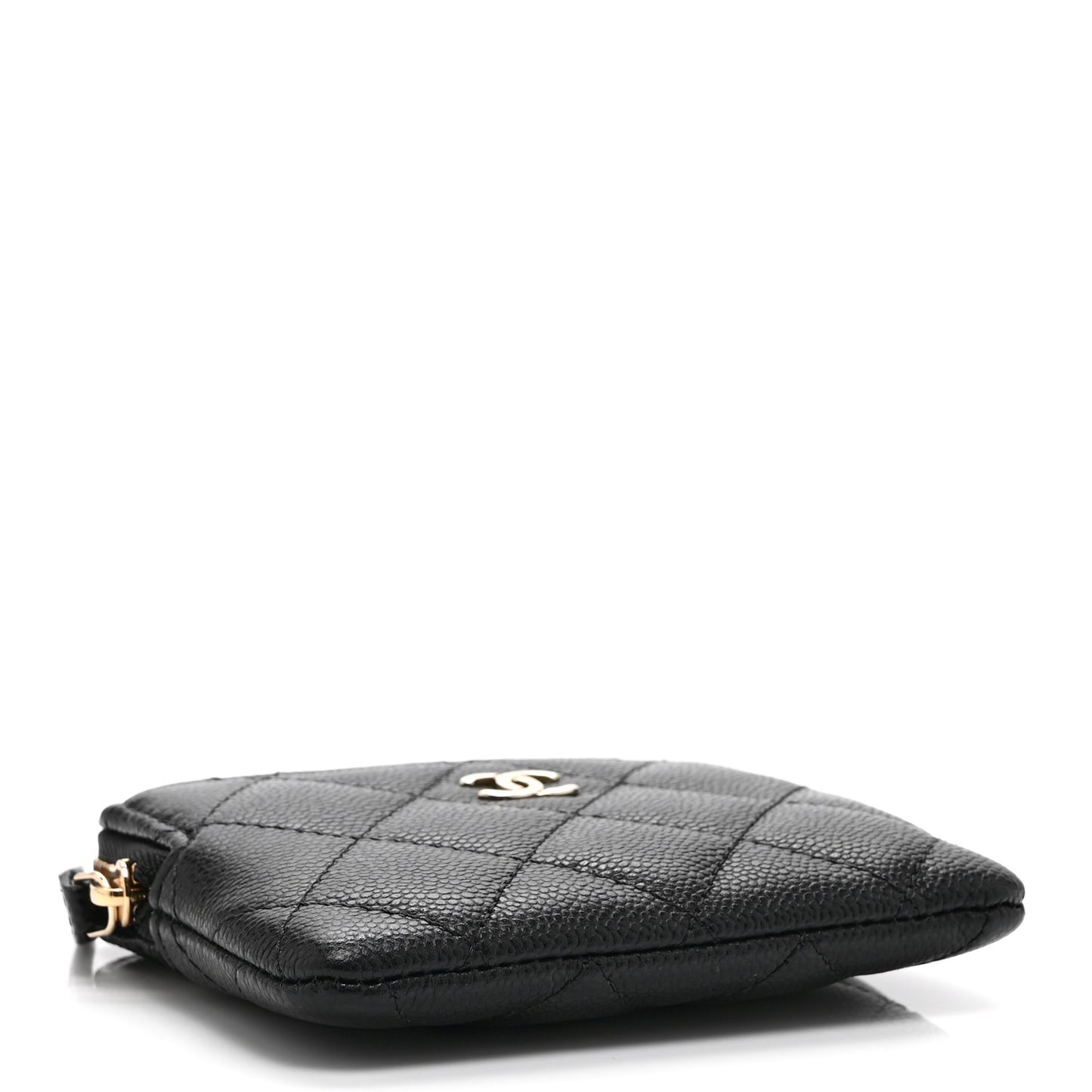 Caviar Quilted Zip Card Holder Wallet Black