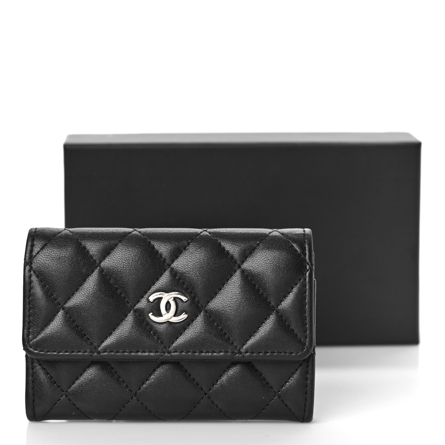 Chanel Lambskin Quilted Flap Card Holder Wallet Black 11 of 11