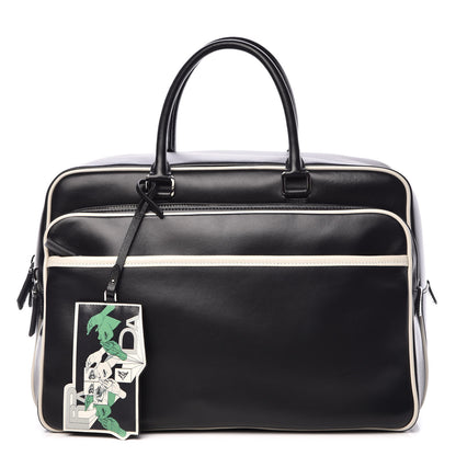 Prada Vitello Bicolor Bowler Black Talco 1 of 10