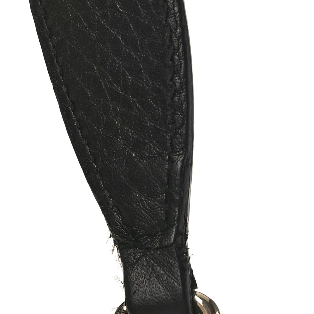 Pebbled Calfskin Medium Soho Chain Shoulder Bag Black