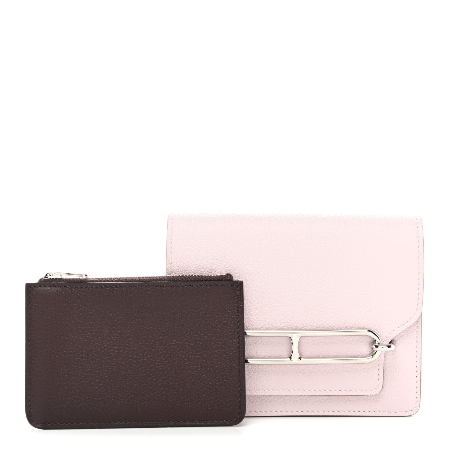 Hermes Evercolor Bi-Color Roulis Slim Wallet Mauve Pale Rouge Sellier 1 of 9