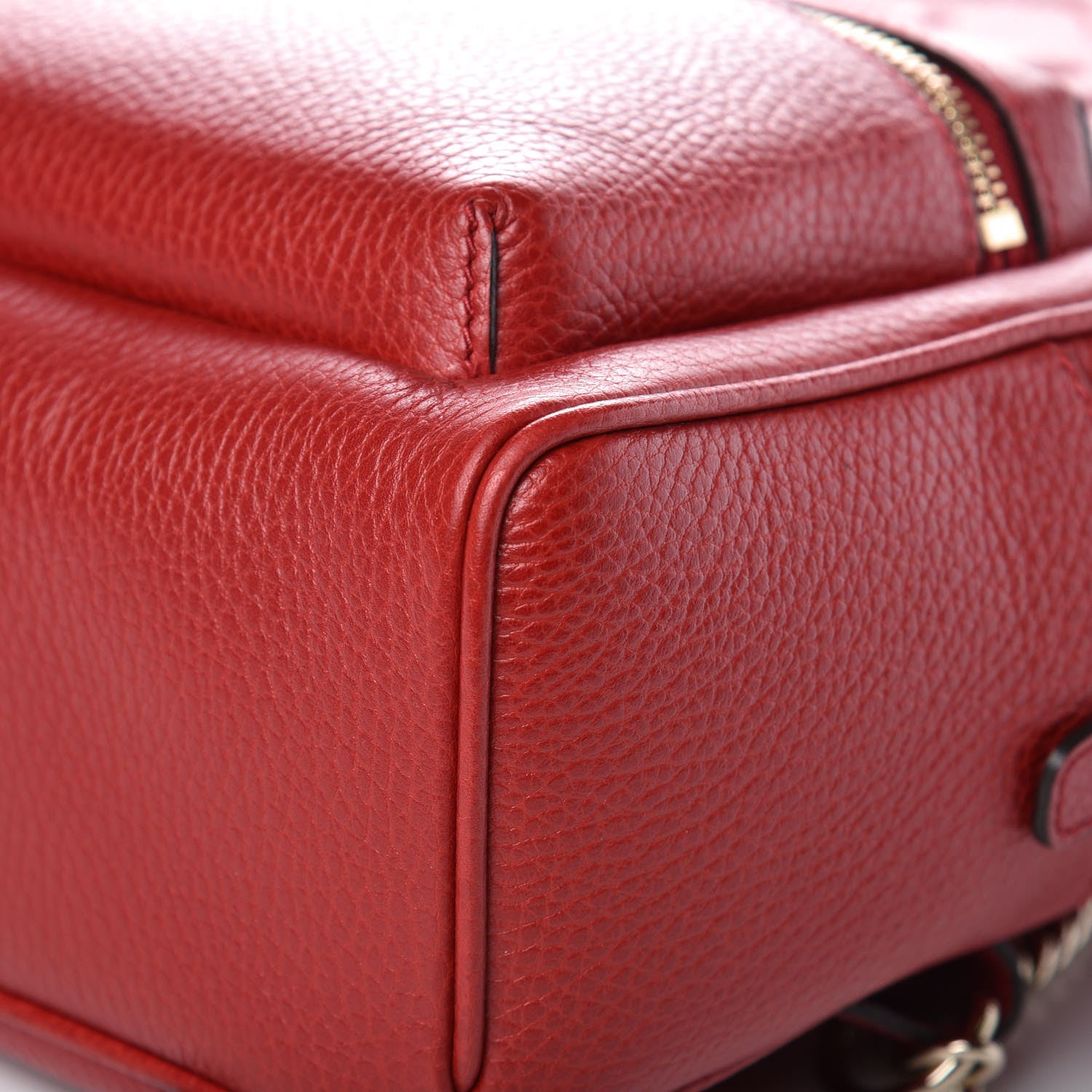 Gucci Pebbled Calfskin Soho Chain Backpack Hibiscus Red 10 of 10