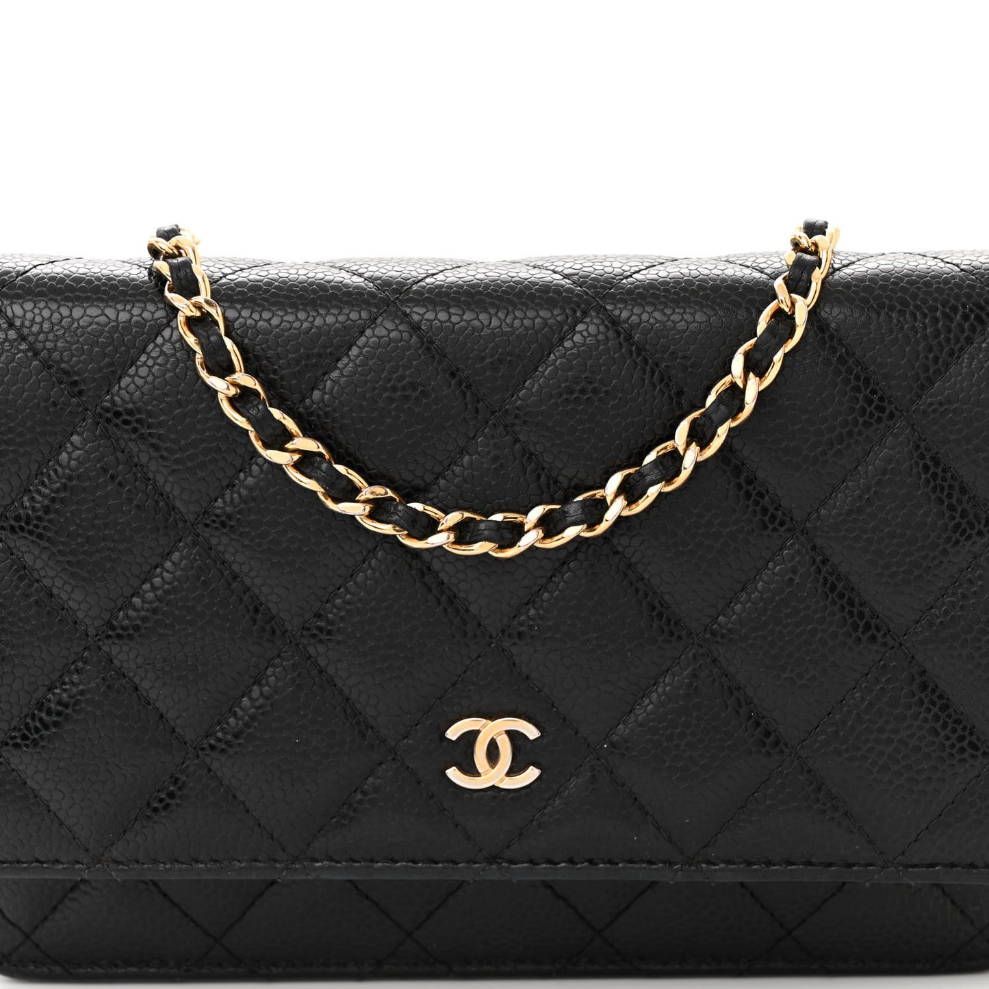 Caviar Quilted Wallet on Chain WOC Black
