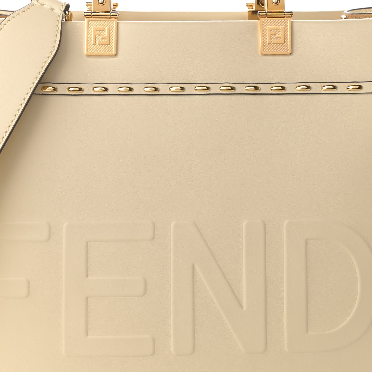 Fendi Vitello King Plexiglass Metal Stitch Logo Embossed Medium Fendi Sunshine Shopper Tote Pergamena 8 of 10