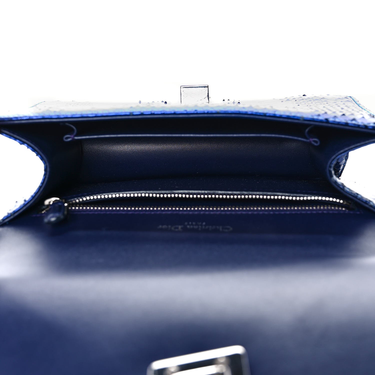 Christian Dior Metallic Python Small Diorama Flap Bag Blue 4 of 7