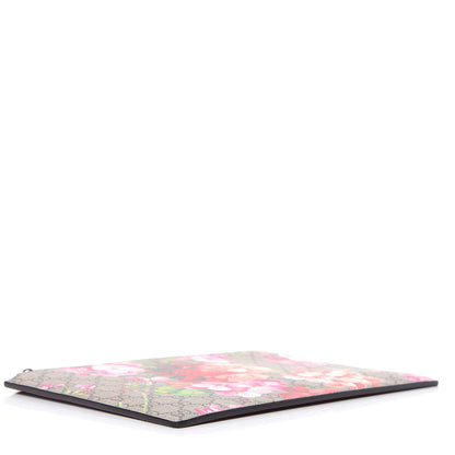 Gucci GG Supreme Monogram Blooms Suede Large Zip Pouch Beige Multicolor Dry Rose 4 of 8
